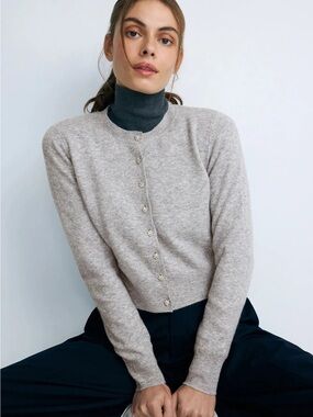 Adam Lippes Brushed Knit Cardigan With Sparkle Buttons